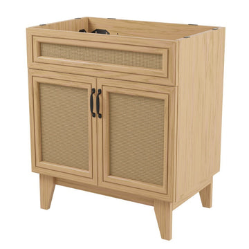Javer Rattan Modern Farmhouse 2-Shelf Bath Vanity Cabinet Only (Sink Basin not Included)